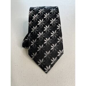 The Savile Row Company Black Floral Pattern 100% Silk Handmade Designer Tie
